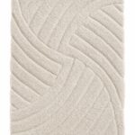 Yalora Rectangular Ivory Abstract Shaggy Runner Rug