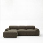 Kallia Olive Wood 3 Seater Chaise Sofa