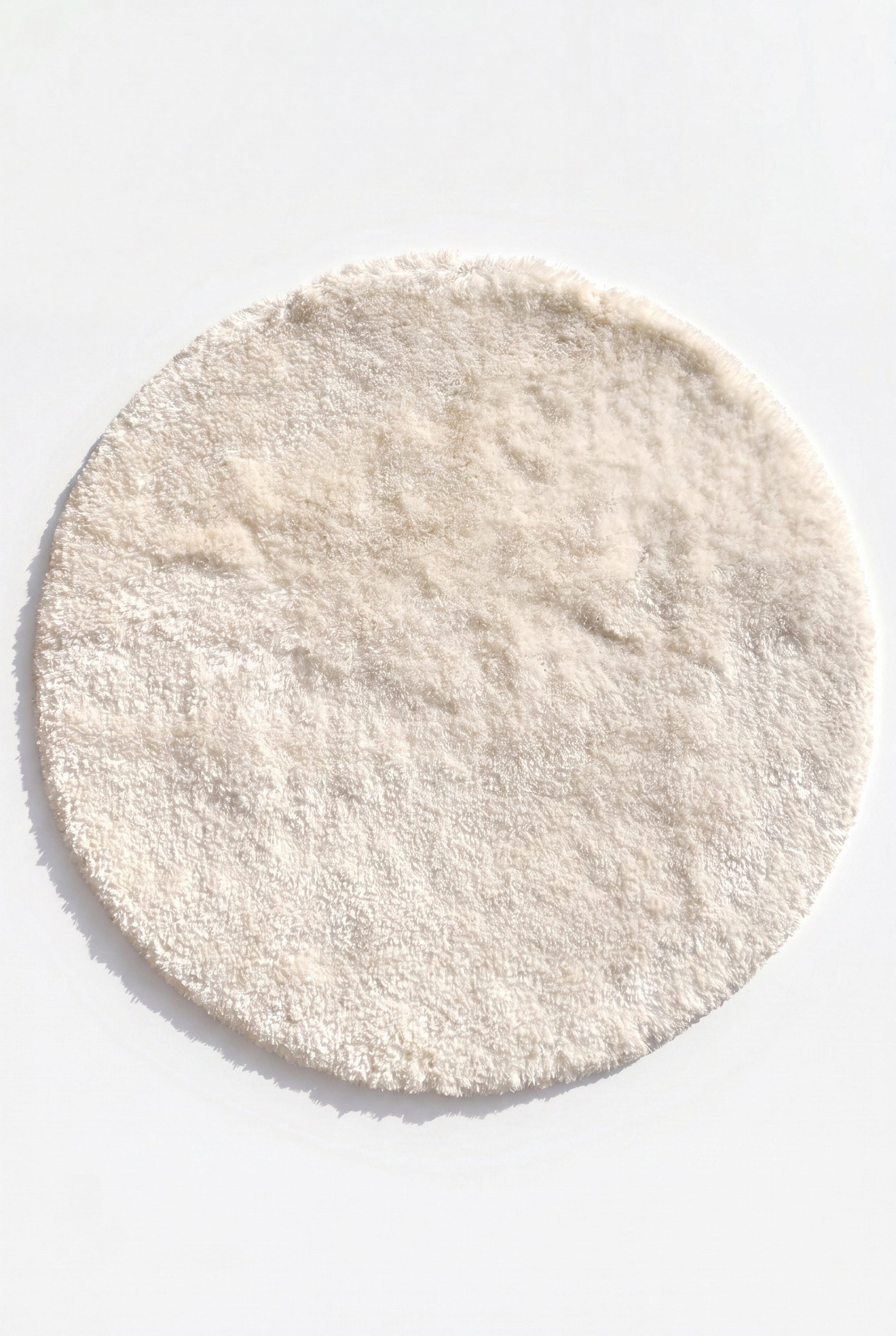 Cevra Round Ivory Shaggy Area Rug