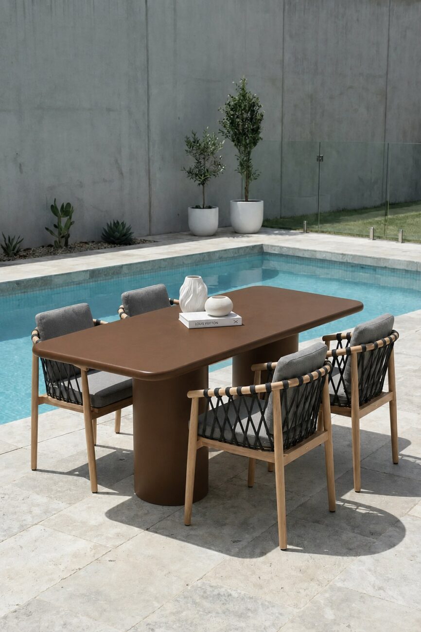 Alara Mocha Microconcrete Outdoor Dining Table