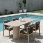Alara Ivory Cream Microconcrete Outdoor Dining Table