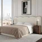 Zelina Off White Boucle Curved Headboard Upholstered Bed