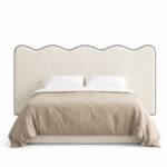 Zelina Off White Boucle Curved Headboard Upholstered Bed