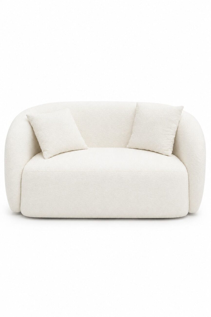 Amanti Off-White Bouclé 2 Seater Sofa (145CMx40CM)