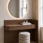 Marvelle Walnut Warmth Flow Wooden Vanity Table
