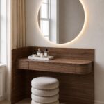 Marvelle Walnut Warmth Flow Wooden Vanity Table