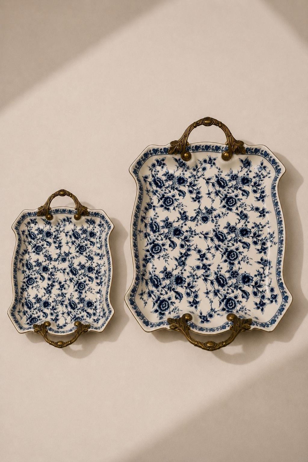 Elvyn Cream Floral Ceramic Tray