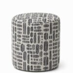 Mira Grey Patterned Round Pouf