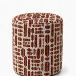 Mira Terracotta Patterned Round Pouf