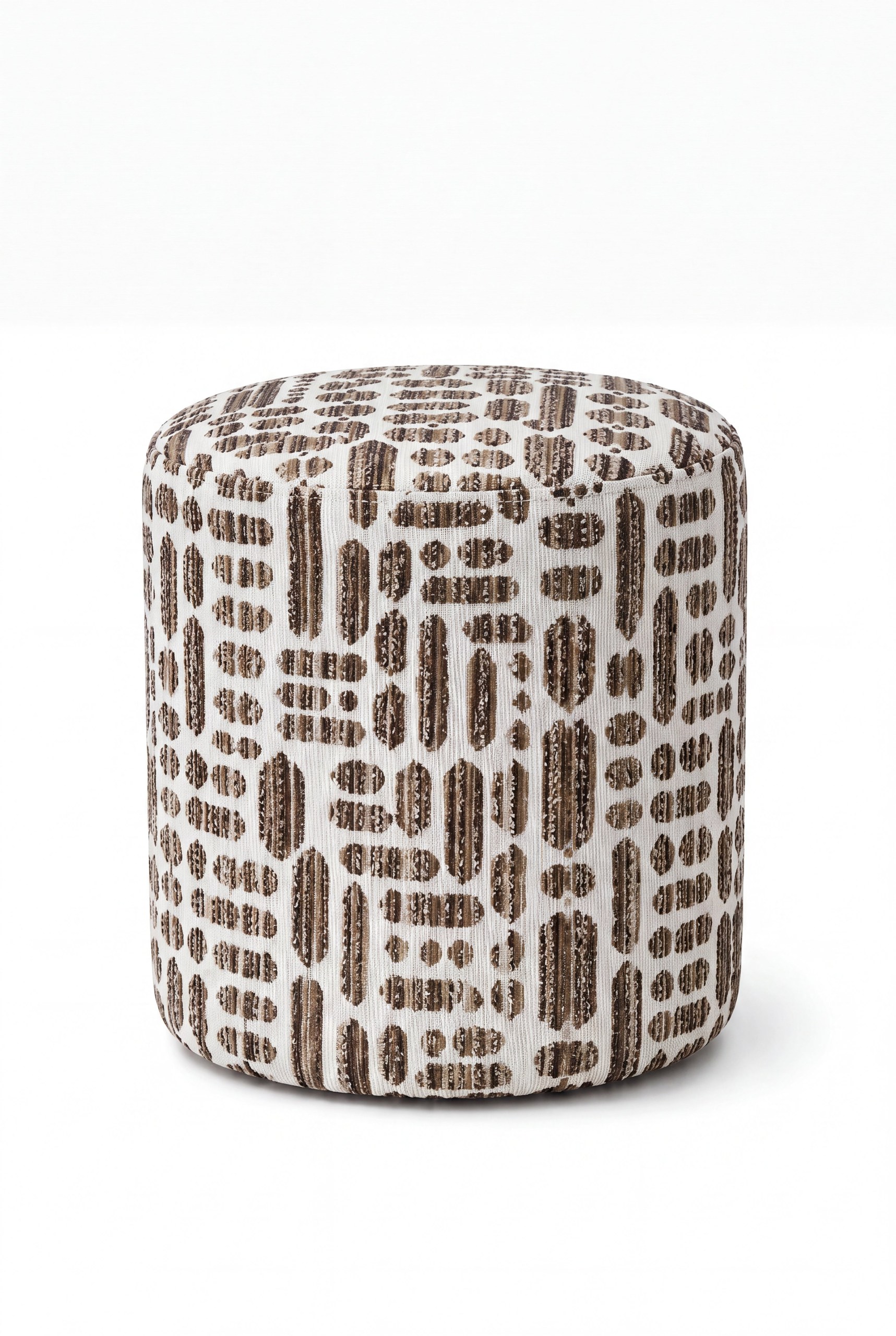 Mira Taupe Patterned Round Pouf