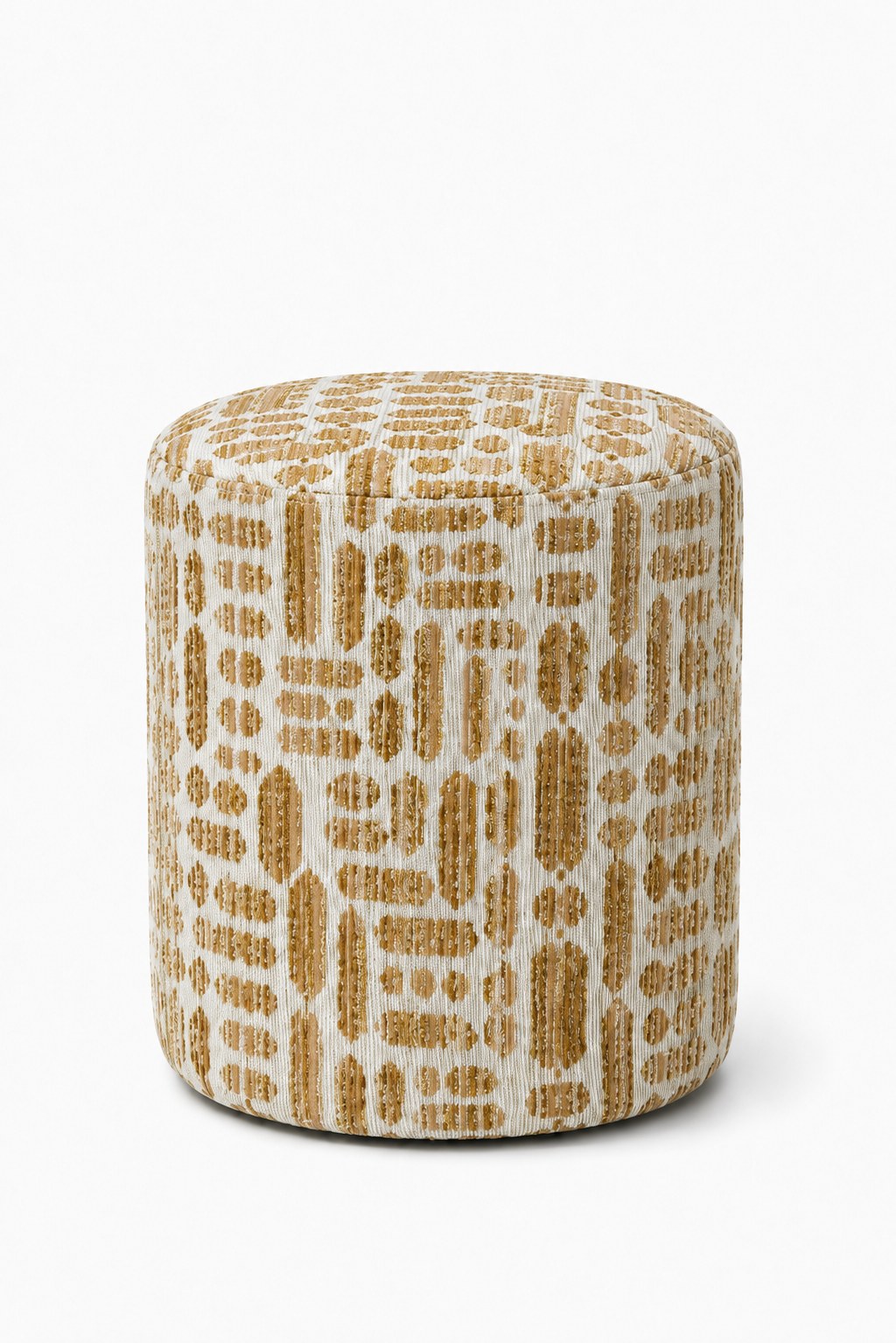 Mira Mustard Patterned Round Pouf