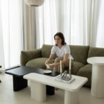 Eldrin Black and White Microconcrete Coffee Table
