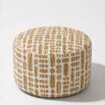 Mira Mustard Patterned Round Pouf (60CMx33CM)