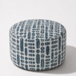Mira Slate Blue Patterned Round Pouf (60CMx33CM)