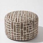 Mira Taupe Patterned Round Pouf (60CMx33CM)