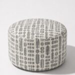 Mira Light Grey Patterned Round Pouf (60CMx33CM)
