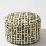 Mira Deep Green Patterned Round Pouf (60CMx33CM)