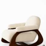 Aviora Off White Boucle Wooden Rocking Chair