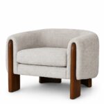 Arvello Warm Greige Upholstered Wooden Lounge Chair