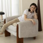 Arvello Warm Greige Upholstered Wooden Lounge Chair