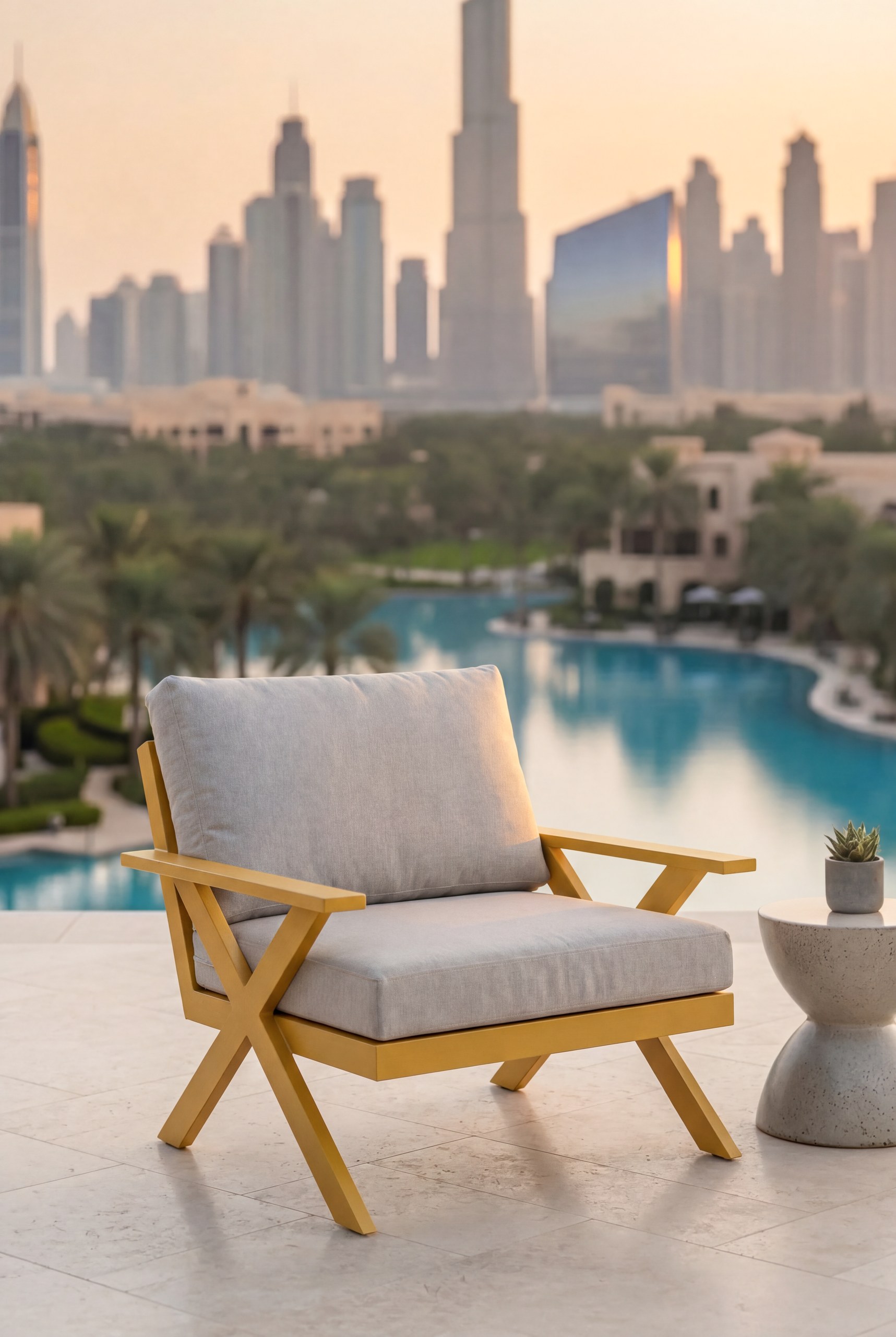 Aubren Light Beige Outdoor Lounge Chair