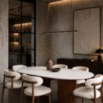 Valeria Volakas Dining Table with Fluted Wooden Base