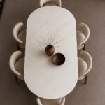 Valeria Volakas Dining Table with Fluted Wooden Base