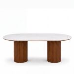 Valeria Volakas Dining Table with Fluted Wooden Base