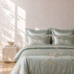 Senvira Light Green Floral King Bed Sheet, Duvet Cover & Pillowcase Set