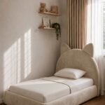 Purrla Kids Beige Velvet Cat Ear Bed