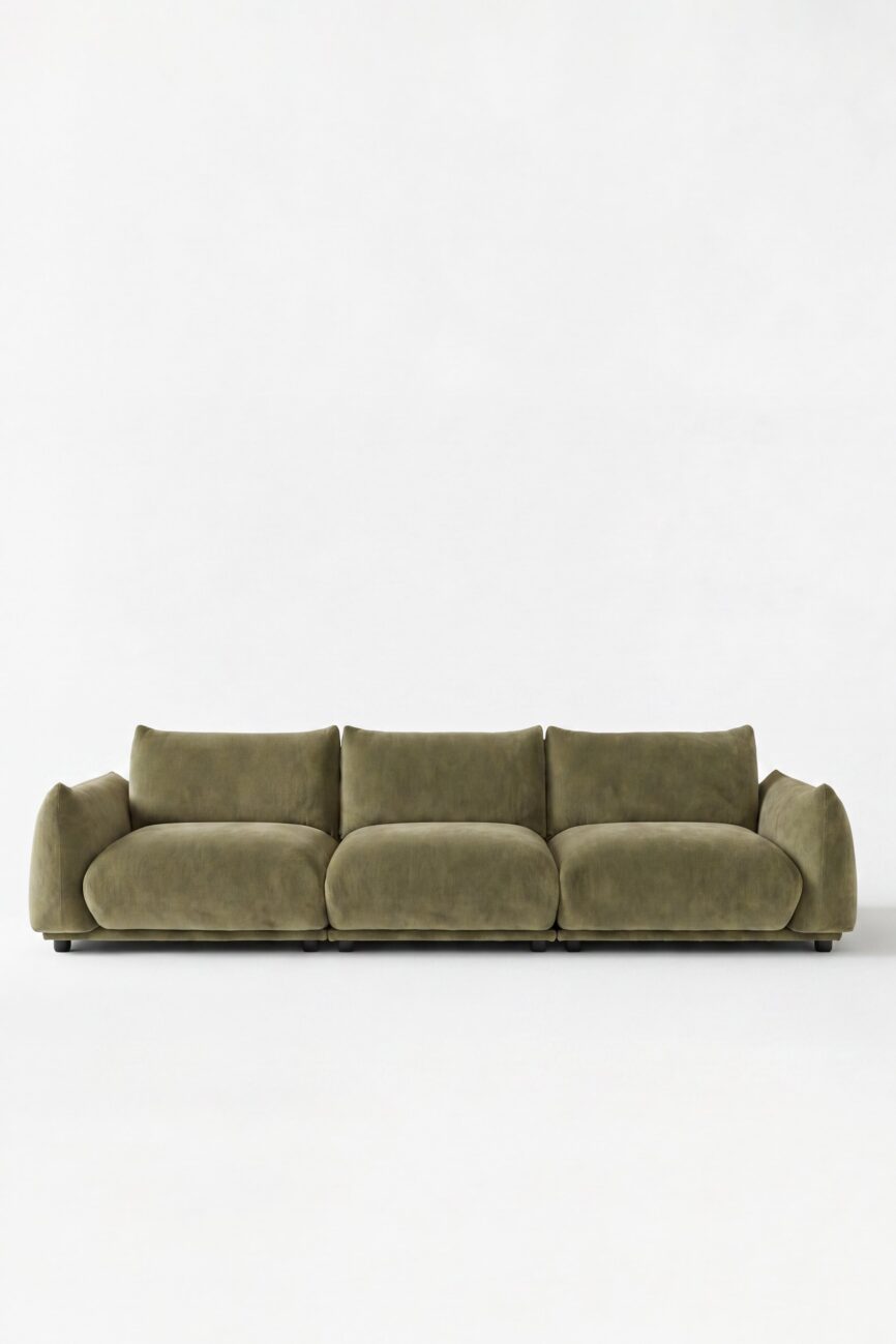 Alannah Dusty Olive Velvet Modular 4 Seater Sofa