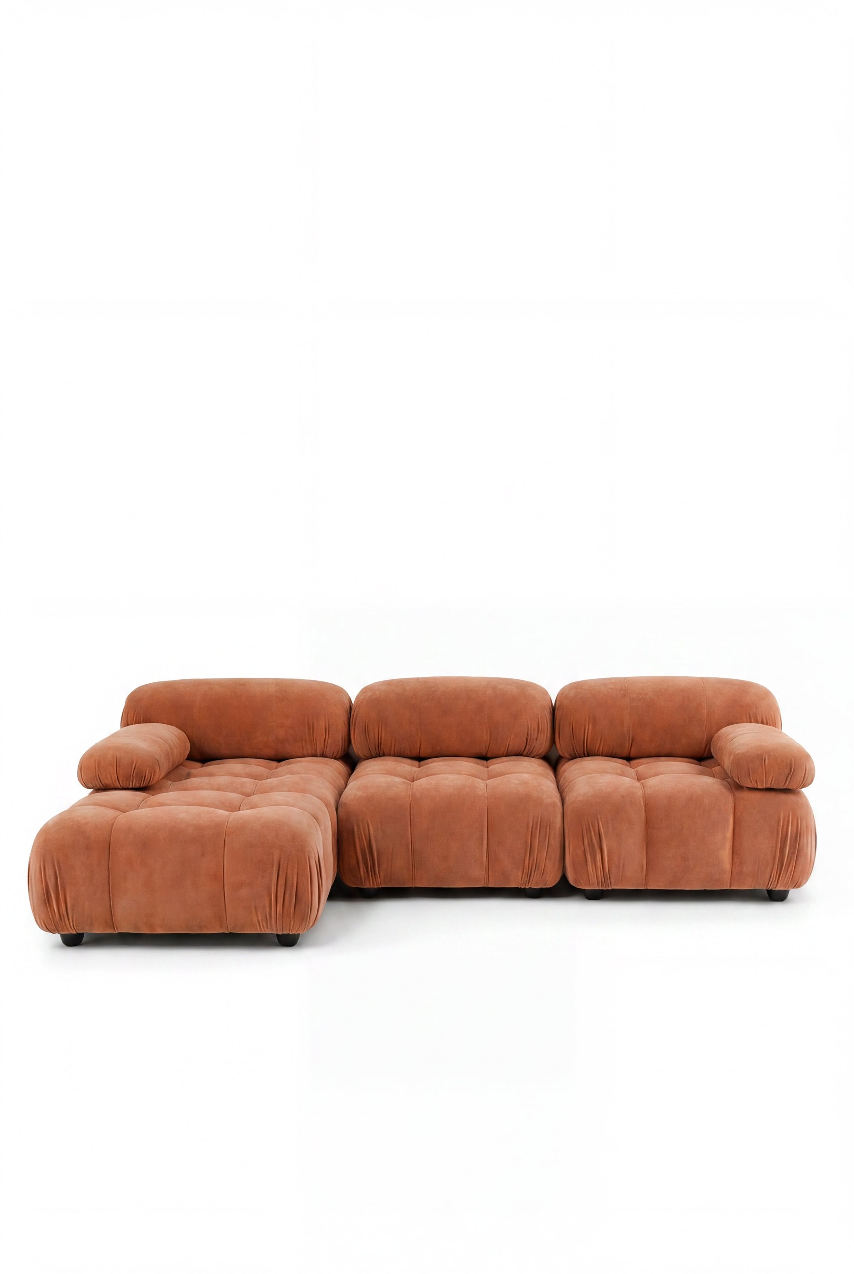 Nuvola Spiced Coral Velvet 3 Seater L-Shape Sofa