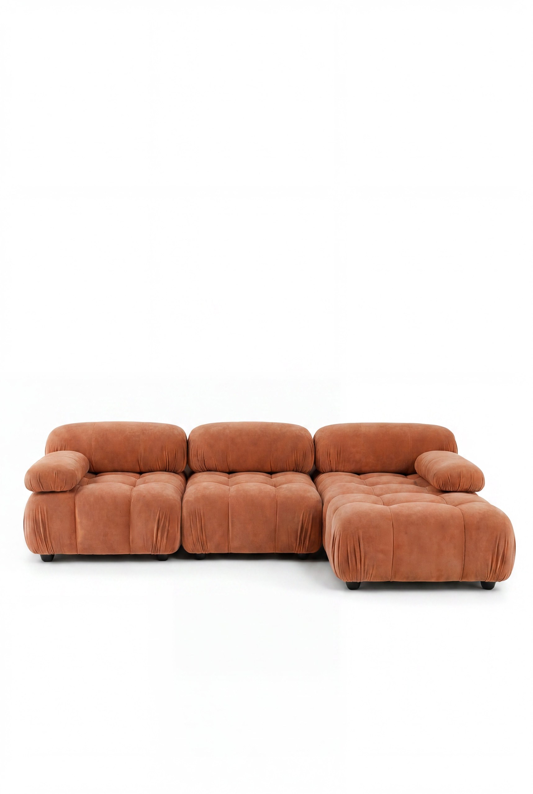 Nuvola Spiced Coral Velvet 3 Seater L-Shape Sofa - Image 2