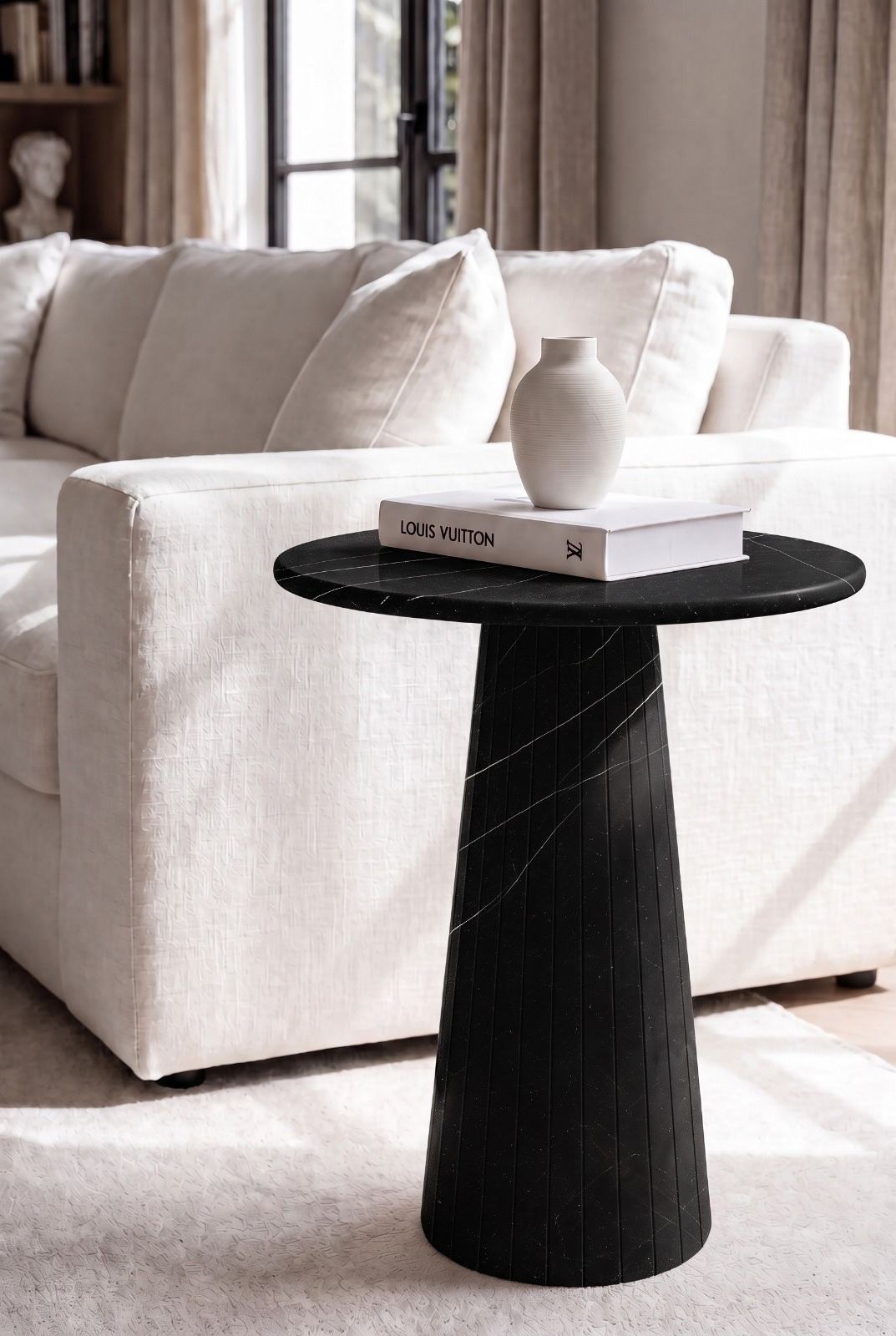 Rayne Black Marquina Marble Side Table
