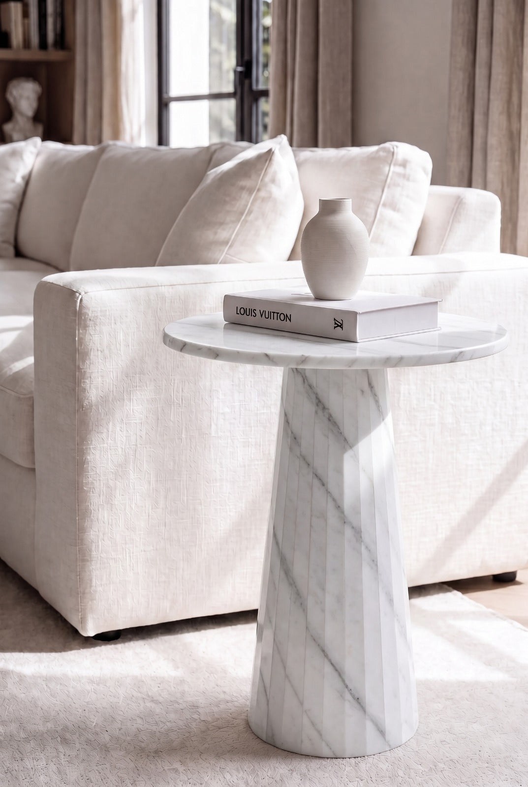 Rayne Bianco Lasa Italian Marble Side Table