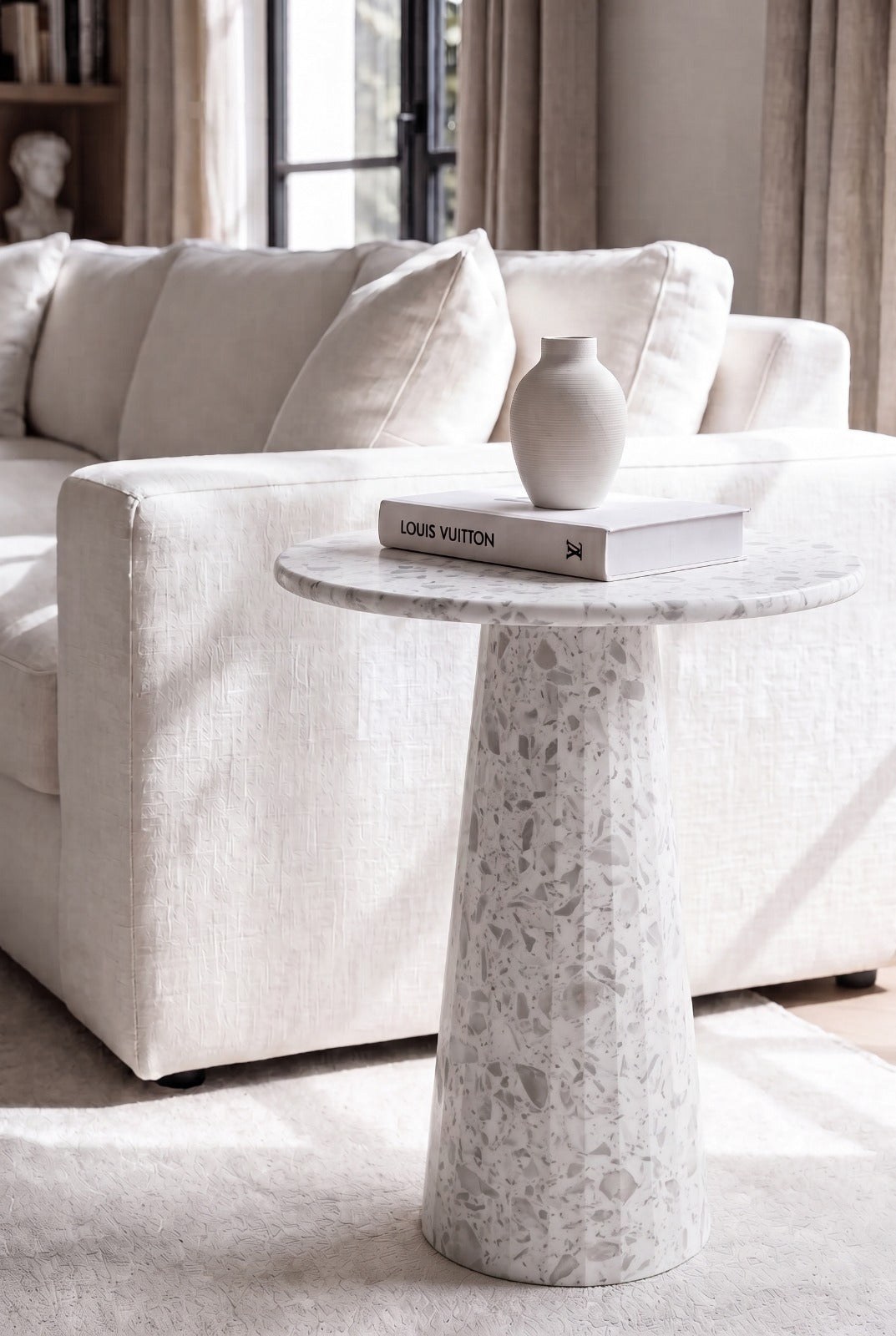 Rayne Bianco Terrazzo Marble Side Table