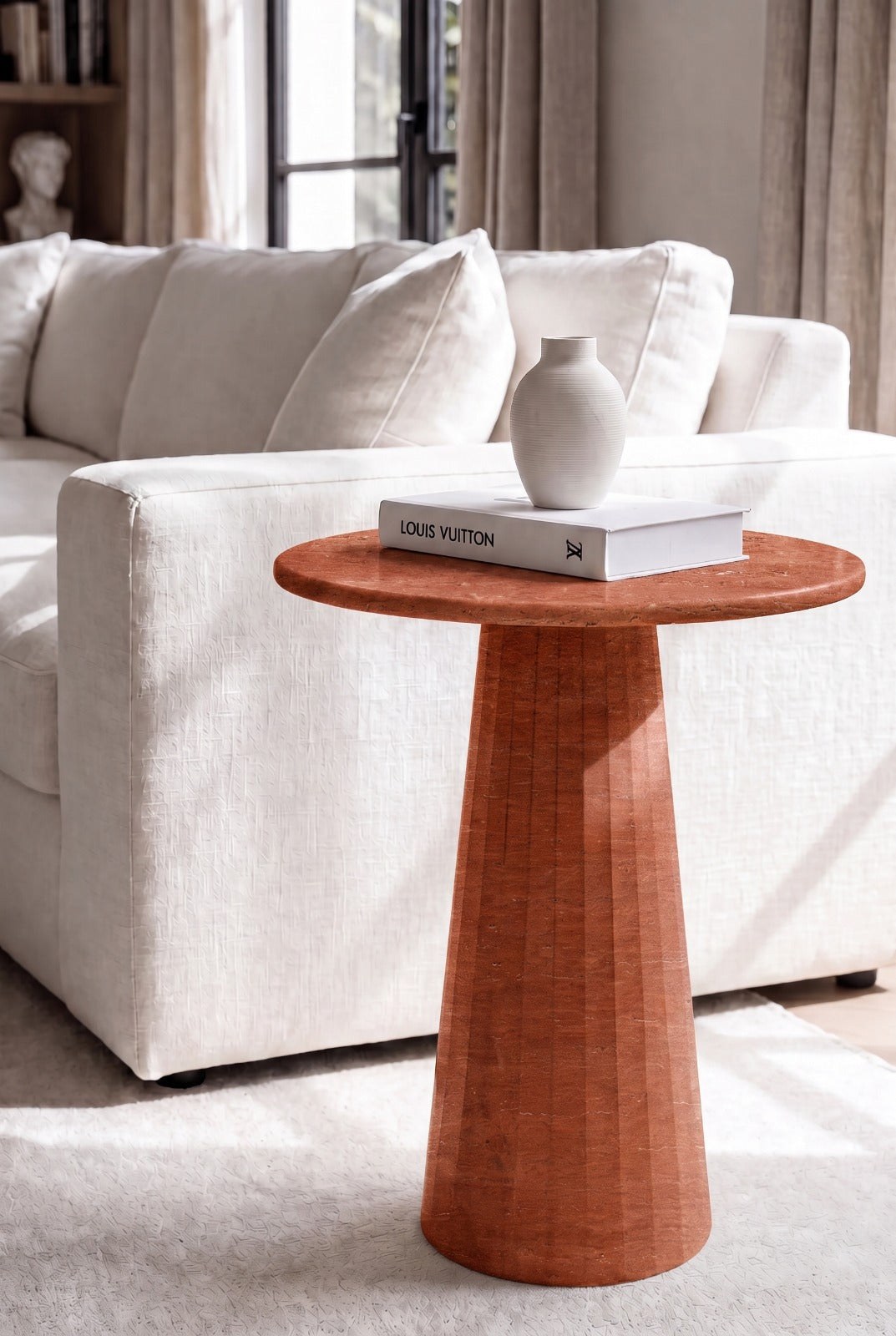 Rayne Red Travertine Side Table