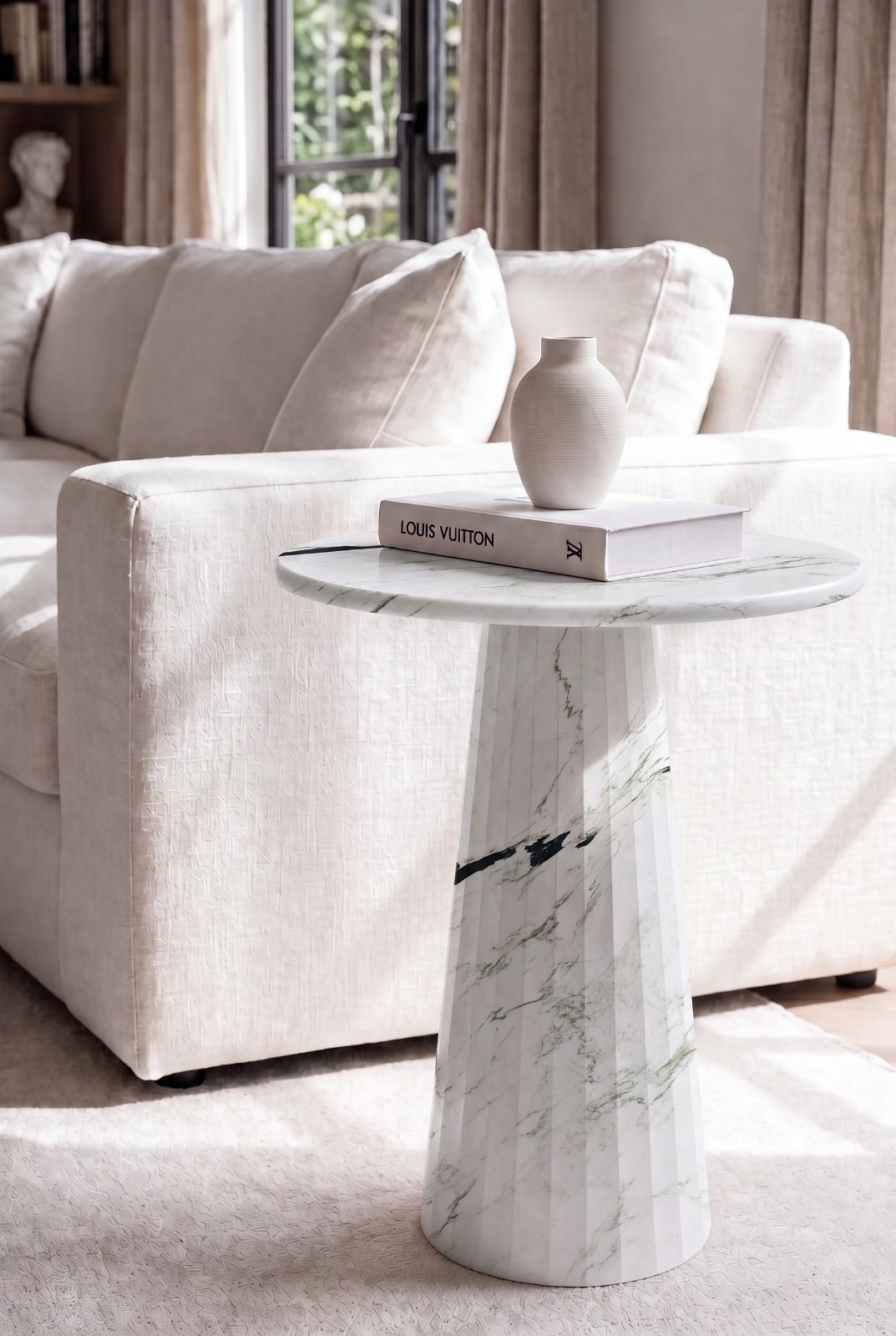 Rayne Viola White Marble Side Table