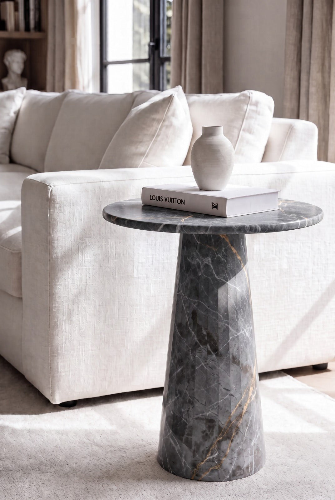 Rayne Grigo Oro Marble Side Table