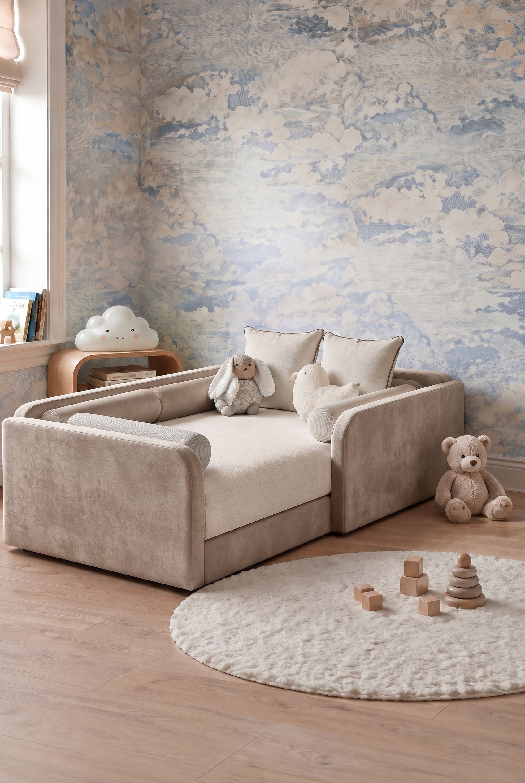 Bavo Kids Pale Taupe Velvet Upholstered Toddler Bed - Image 2