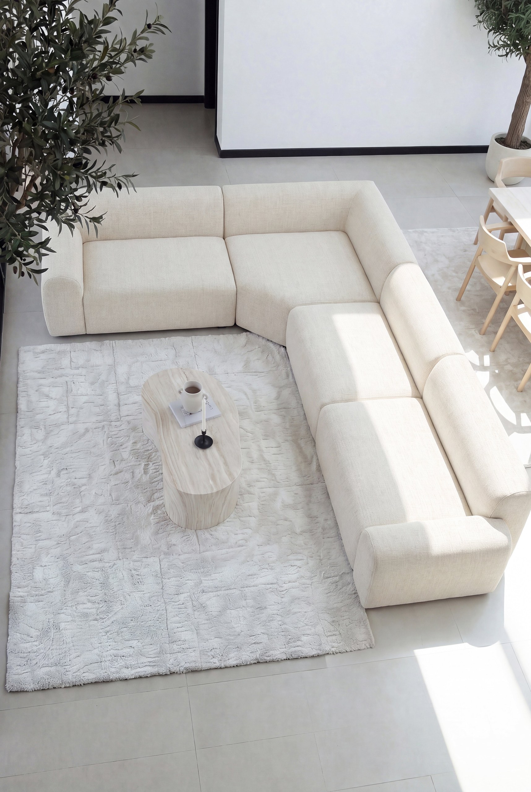 Kallia Stone Ivory L-Shape Sectional Sofa