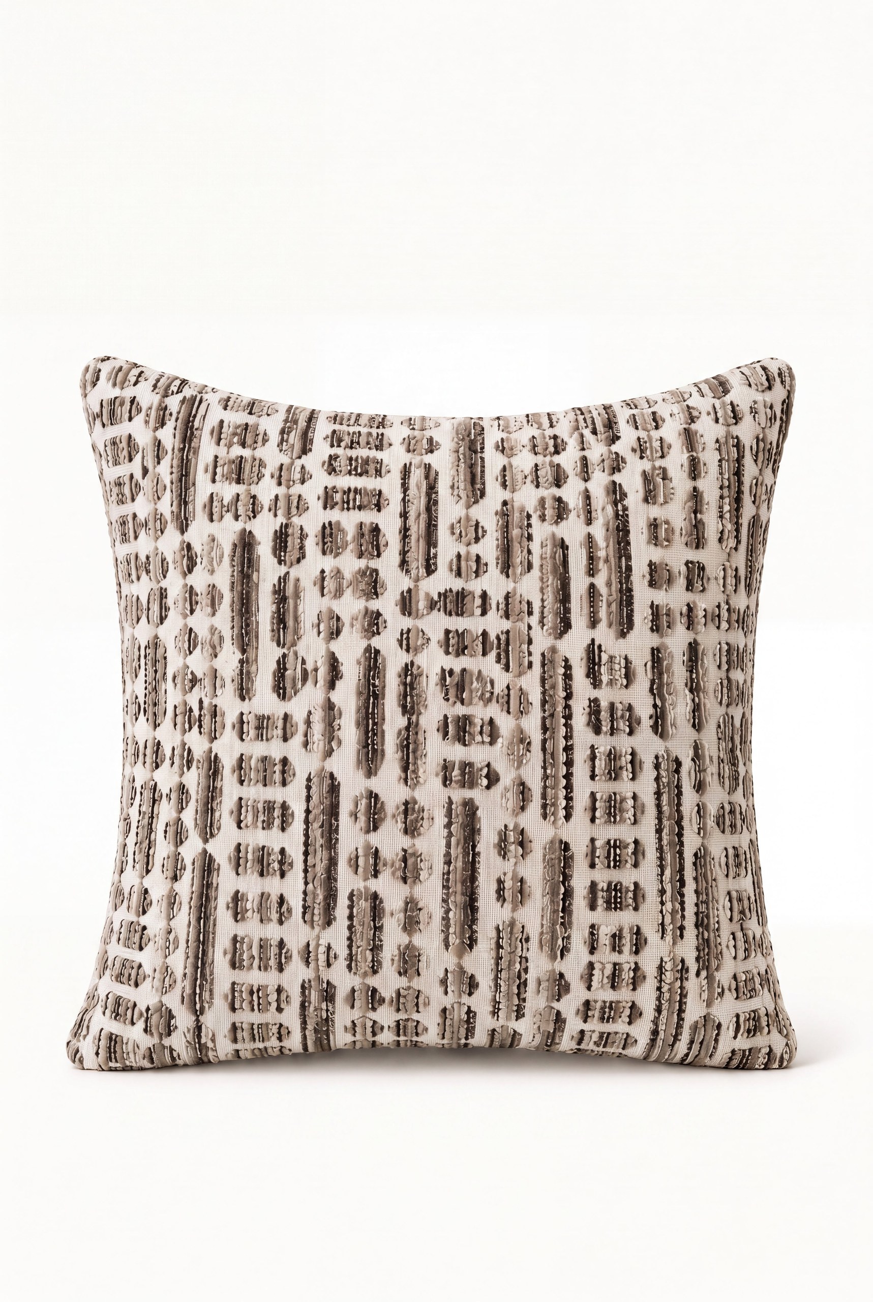 Soreva Taupe Patterned Square Cushion Cover