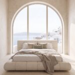 Mirela Off White Micro Concrete Platform Bed