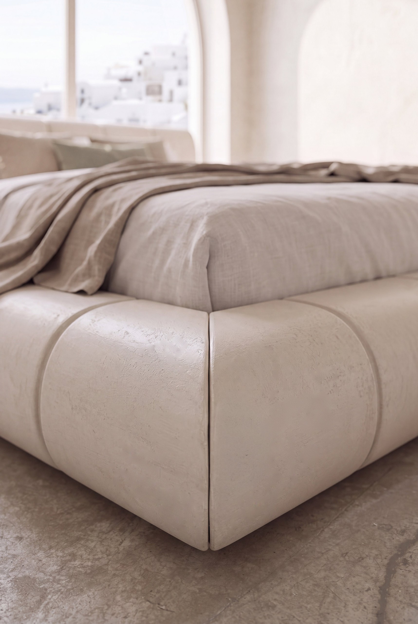 Mirela Off White Micro Concrete Platform Bed - Image 2