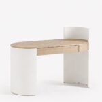 Delmira Barista Oak and White Wooden Vanity Table
