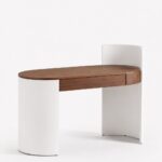 Delmira Walnut Warmth and White Wooden Vanity Table