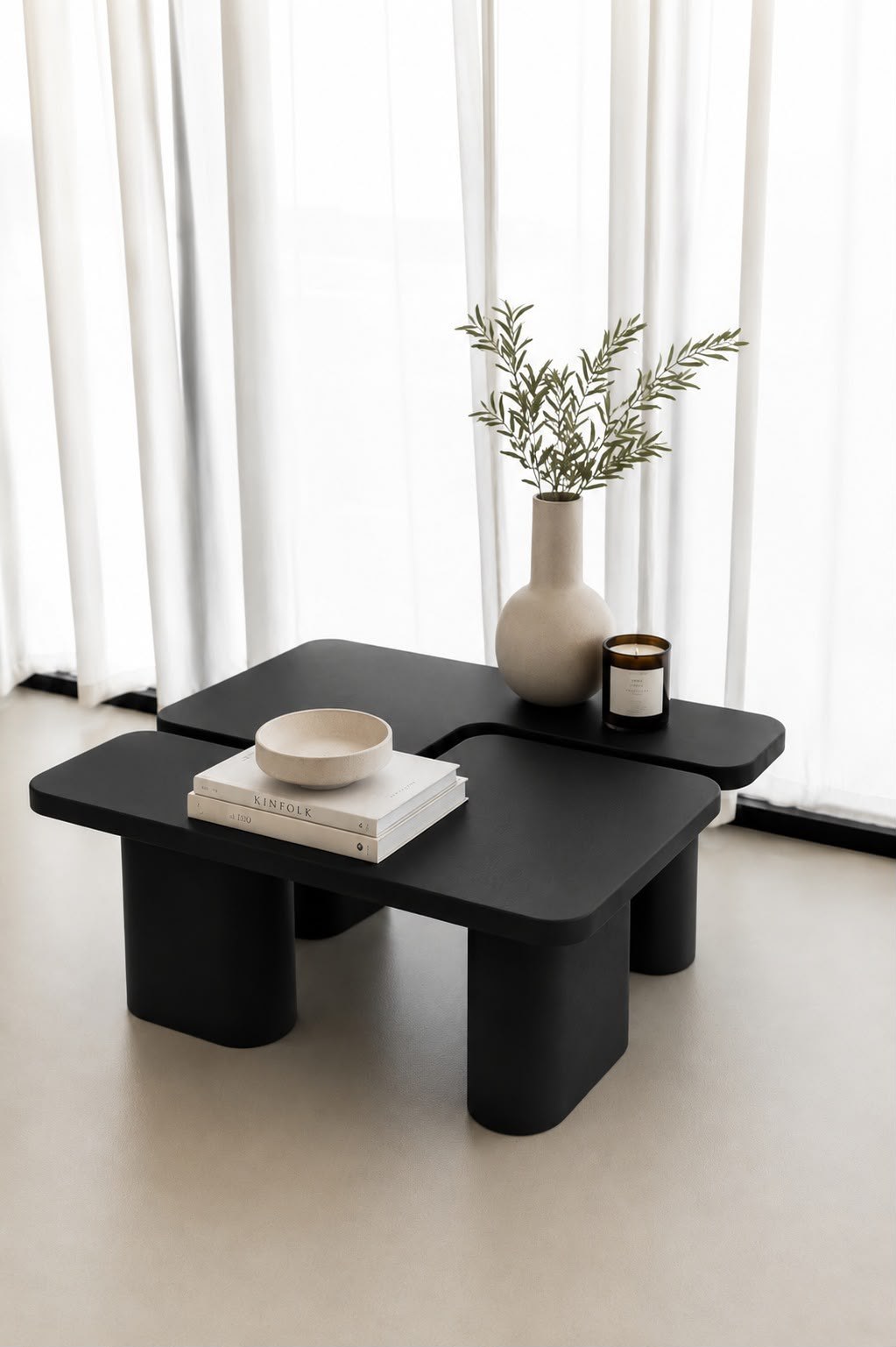 Eldrin Black Microconcrete Coffee Table - Image 2