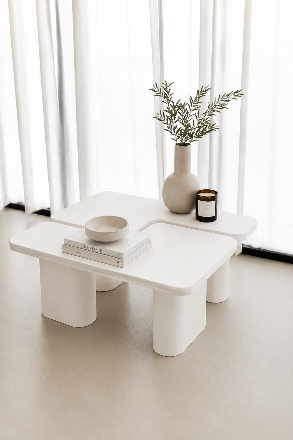 Eldrin White Microconcrete Coffee Table - Image 2