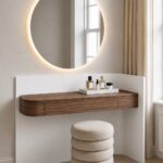 Marvelle Walnut Warmth and White Flow Wooden Vanity Table