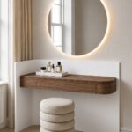 Marvelle Walnut Warmth and White Flow Wooden Vanity Table